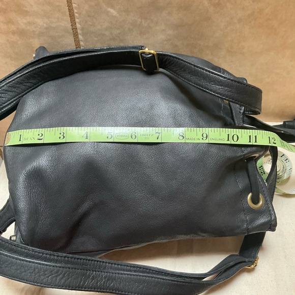 Deux Mains Black Leather Drawstring Backpack small bag rubber bottom - Picture 11 of 15